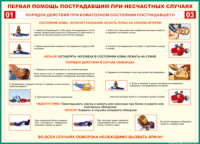 Таблица "Порядок действий при коматозном состоянии пострадавшего" (100х140 сантиметров, винил) - fgospostavki.ru - Смоленск