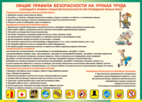 Таблица "Общие правила безопасности на уроках труда" (100х140 сантиметров, винил) - fgospostavki.ru - Смоленск