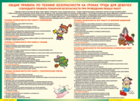 Таблица "Правила безопасности на уроках труда для девочек" (100х140 сантиметров, винил) - fgospostavki.ru - Смоленск