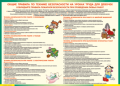 Таблица "Правила безопасности на уроках труда для девочек" (100х140 сантиметров, винил) - fgospostavki.ru - Смоленск