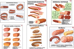 Плакаты ПРОФТЕХ "Ассортимент колбасной и мясной продукции" (11 пл, винил, 70х100) - fgospostavki.ru - Смоленск