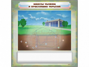 Магнитно-маркерная доска "Макеты убежищ и простейших укрытий" с комплектом фолий и тематических магнитов - fgospostavki.ru - Смоленск