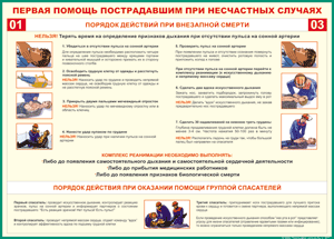 Таблица "Порядок действий при внезапной смерти" (100х140 сантиметров, винил) - fgospostavki.ru - Смоленск
