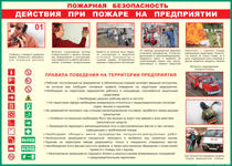 Таблица "Действия при пожаре на предприятии" (100х140 сантиметров, винил) - fgospostavki.ru - Смоленск