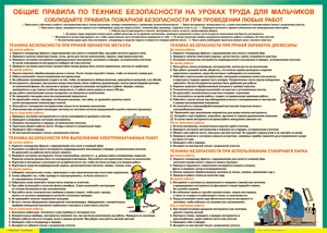 Таблица "Правила безопасности на уроках труда для мальчиков" (100х140 сантиметров, винил) - fgospostavki.ru - Смоленск