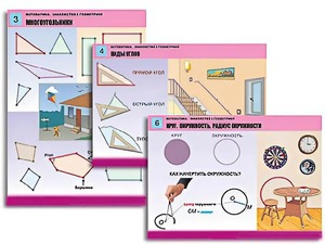 Комплект таблиц "Математика. Знакомство с геометрией" (6 таблиц, формат А1, ламинированные) - fgospostavki.ru - Смоленск