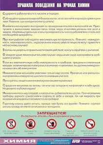 Таблица демонстрационная "Правила поведения на уроках химии" (винил 100х140) - fgospostavki.ru - Смоленск