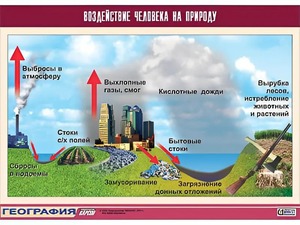 Таблица демонстрационная "Воздействие человека на природу" (винил 70*100) - fgospostavki.ru - Смоленск