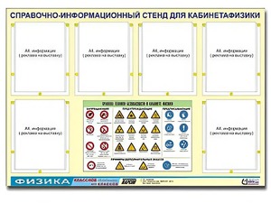 Стенд информационный "Правила техники безопасности в кабинете физики" (80х110, 6 карманов) - fgospostavki.ru - Смоленск