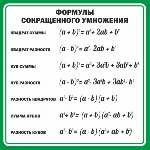 Стенд "Формулы сокращенного умножения" Вариант 2 - fgospostavki.ru - Смоленск