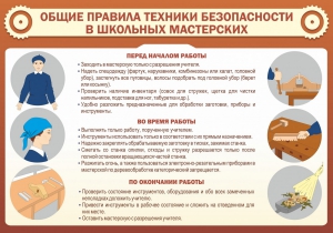Стенд "Общие правила техники безопасности в школьных мастерских" - fgospostavki.ru - Смоленск