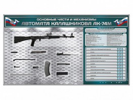 Электрифицированный стенд "Основные части и механизмы автомата Калашникова АК-74М" с полноразмерными, оригинальными макетами деталей и механизмов под стеклом - fgospostavki.ru - Смоленск