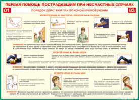 Таблица "Порядок действий при опасном кровотечении" (100х140 сантиметров, винил) - fgospostavki.ru - Смоленск
