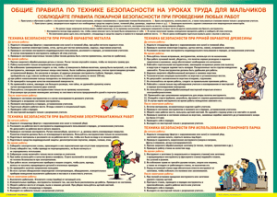 Таблица "Правила безопасности на уроках труда для мальчиков" (100х140 сантиметров, винил) - fgospostavki.ru - Смоленск