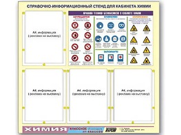 Стенд информационный "Правила техники безопасности в кабинете химии" (80х75, 4 кармана) - fgospostavki.ru - Смоленск